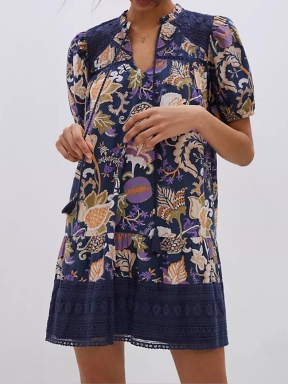 Anthropologie Let Me Be Fiore  Navy Floral Dress